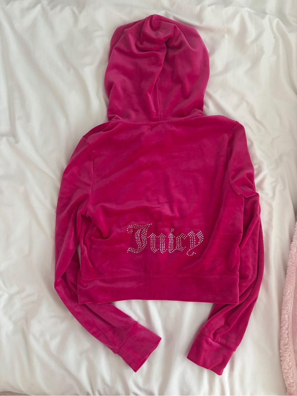 Juicy Couture Hot Pink Velour Y2K Bedazzled Zip Hoodie & Pants Set | M/XS - Picture 6 of 9